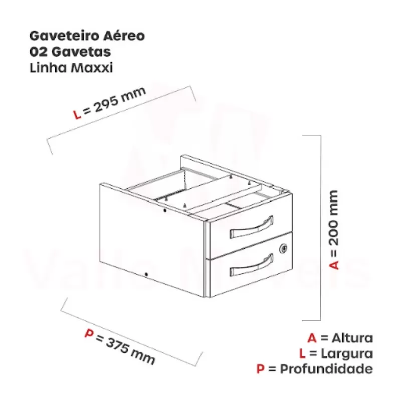 Mesa Reta C/ Gaveteiro Fixo 2 Gavetas Pandin Secretaria 1,21 X 0,61 Linha Maxxi - Lisa